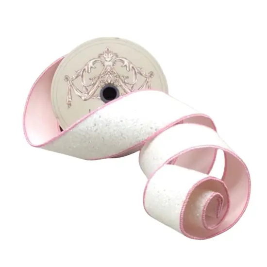 2.5" Sugar Plum Glitter Ribbon: Whispy White (10 Yards) {1}
