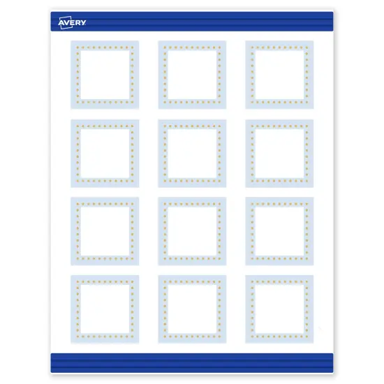 Avery Printable Square Cards, Gold Dots with Blue Border, 2" x 2", Matte White Square Cards, Laser/Inkjet, 120ct, Great for Business Cards {1}