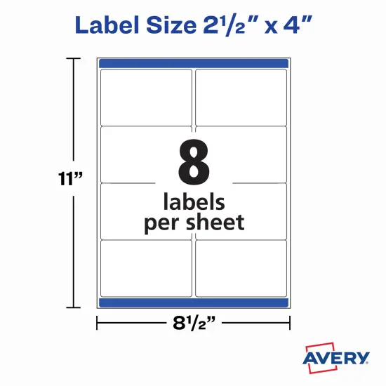 Avery Printable Blank Shipping Labels, 2.5" x 4", White, 200 Labels, Laser Printer, Permanent Adhesive (5816) {5}