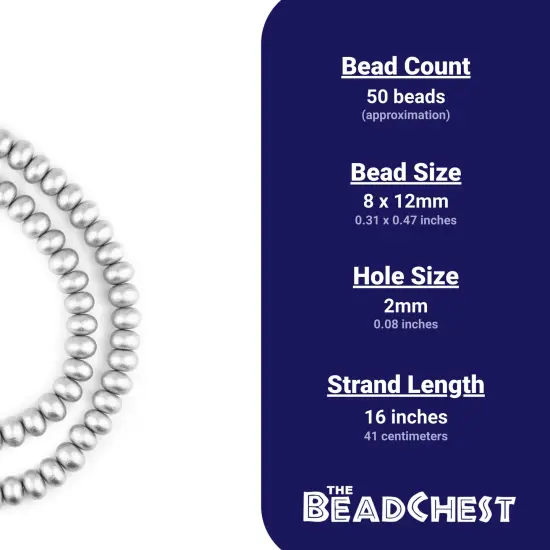 The Bead Chest Silver Abacus Natural Wood Beads (8x12mm): Organic Eco-Friendly Wooden Bead Strand for DIY Jewelry, Crafts, Necklace and Bracelet Making {4}