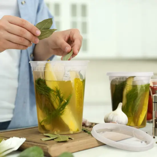 Perfect Settings 32oz Deli Containers with Lids - 24 Sets Quart Freezer Storage Containers - Leakproof, Stackable, Microwave Safe Soup Storage Plastic Soup Containers for Meal Prep Leftovers Takeout {5}