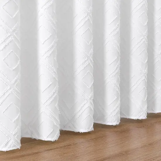 Americanflat 71x71 White Woven Shower Curtain with Tassel And Accents - Includes 12 Grommets and Hooks - 100% Polyester {5}