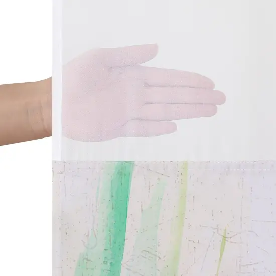 Americanflat 72x75 Hookless Shower Curtain - Coastal Orange Blue Shower Curtain with Sheer Panel, Snap-In Liner, and Grommets - 100% Polyester {5}