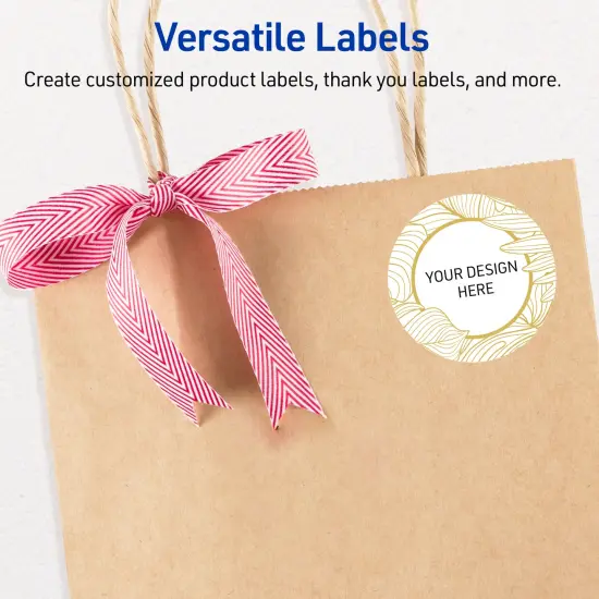 Avery Printable Round Labels with Sure Feed Technology, Pre-Printed Gold Florals, Glossy White, 2" Diameter, Laser & Inkjet Compatible, 120 Total, Great for Branding, Marketing, and Events {6}