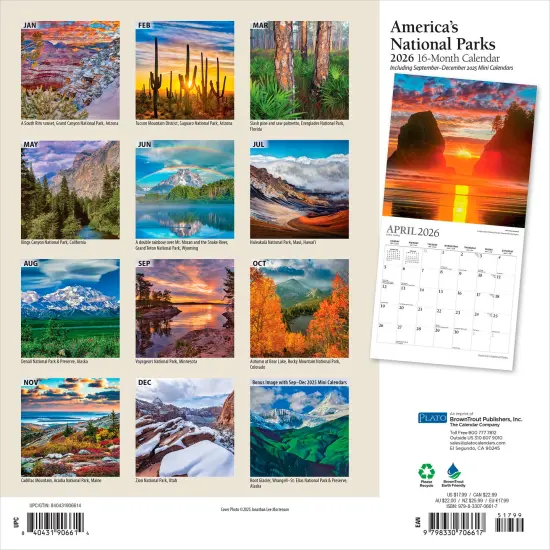 America's National Parks | 2026 12 x 24 Inch (Hanging) Monthly Square Wall Calendar | Foil Stamped Cover {2}