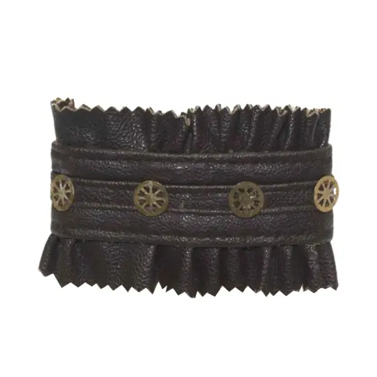 Steampunk Faux Leather & Gears Bracelet Adult Costume Jewelry {1}