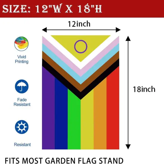 New Intersex Progress Pride Garden Flag 12x18 Double Sided- Mini Progressive Gay Pride Rainbow Yard Lawn Flag Outdoor Yard Decorative {4}