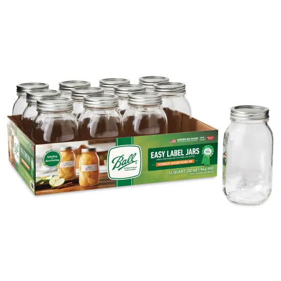Ball Easy-Label Smooth-Sided Mason Jars - 32 oz, Pkg of 12 {1}