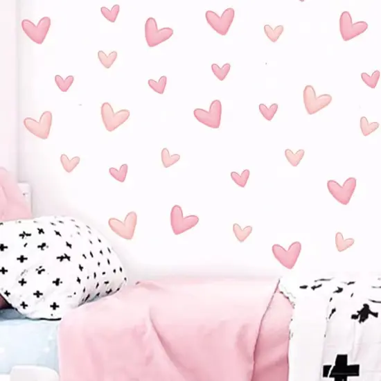 80pcs Pink Heart Shape Wall Decals {2}