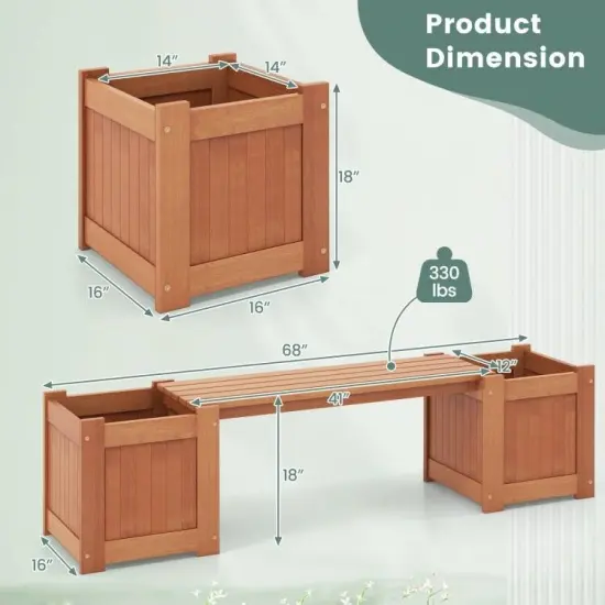 Outdoor Wooden Planter Box with Bench for Comfortable Gardening {5}