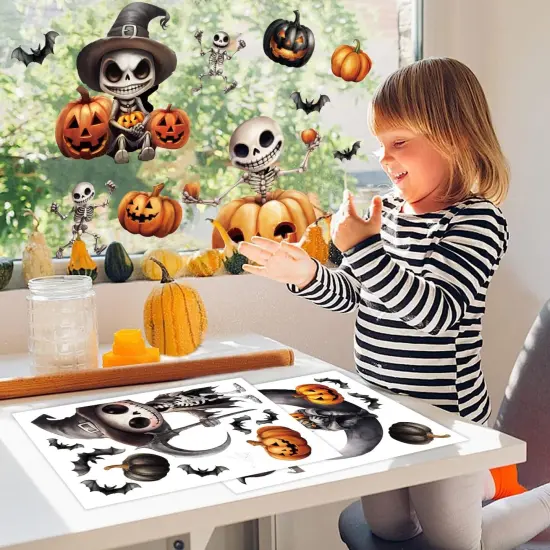 8 Sheet Spooky Skeleton Halloween Window Clings {3}