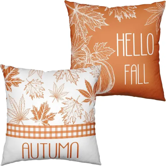 Pillow Covers Burnt Orange Maple Leaves Pumpkin Throw Pillow Covers {1}