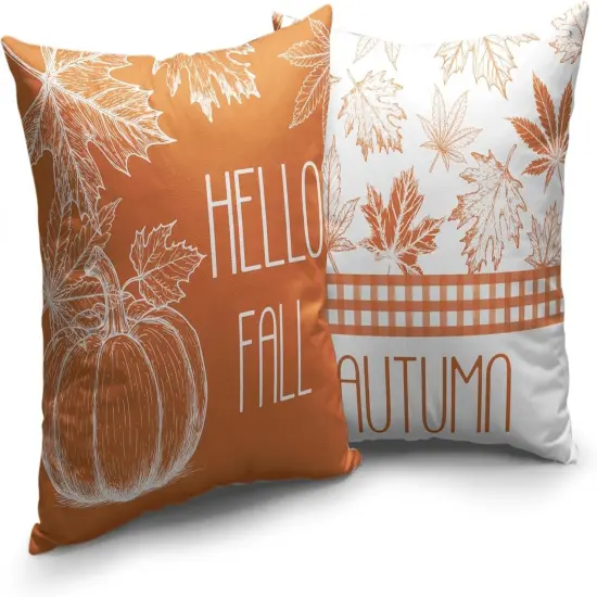 Pillow Covers Burnt Orange Maple Leaves Pumpkin Throw Pillow Covers {2}