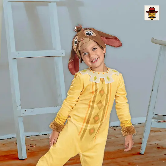 Kids Classic Disney Wish Valentino Costume, Yellow Jumpsuit Faux Fur Goat Headpiece {3}