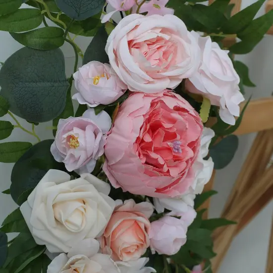 2 PCS - Dust Rose Flowers Silk Peony Floral Swag Welcome Sign(Pink) {4}