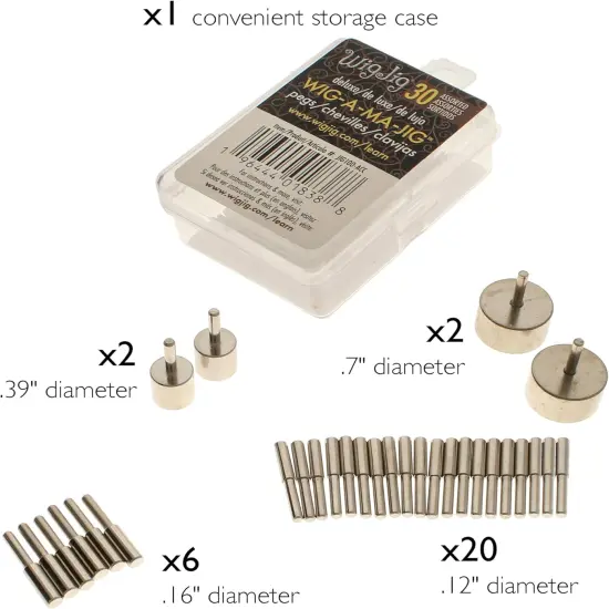 The Beadsmith Wig-Jig Peg Kit &ndash; 30pc Metal Pegs and Rounds in 2 Sizes Each w/Storage Case, Use w/Wig-A-Ma-Jig Deluxe {3}