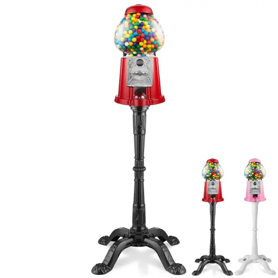 Olde Midway 15" Gumball Machine with Stand, Vintage-Style Bubble Gum Candy Dispenser with Glass Globe and Metal Base {7}