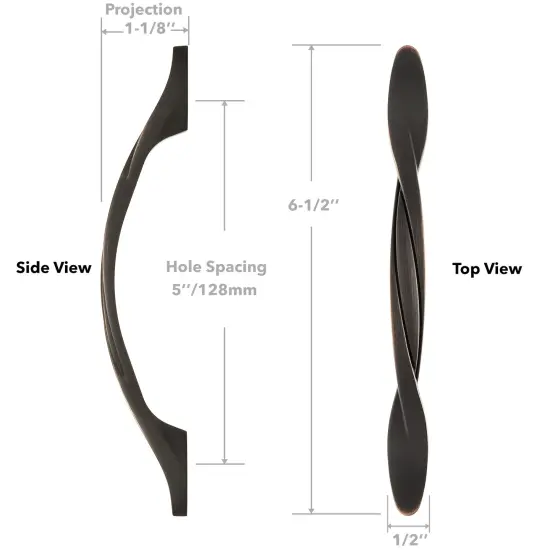 Cauldham Pack Solid Braided Kitchen Cabinet Pulls Handles (5" Hole Centers) - Drawer/Door Hardware - Style M260 - Oil Rubbed Bronze {5}