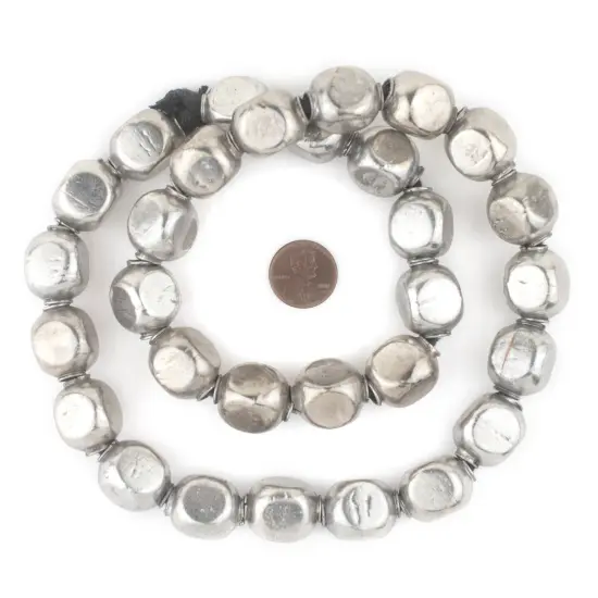 The Bead Chest Silver Rounded Rectangular Hollow Tribal Beads (18mm) {2}