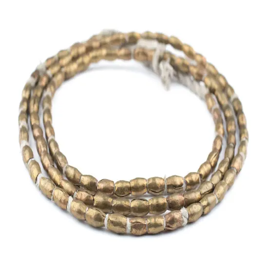 The Bead Chest Folded Brass Tube Ethiopian Beads 8x5mm African Oval Large Hole 35 Inch Strand Handmade {3}