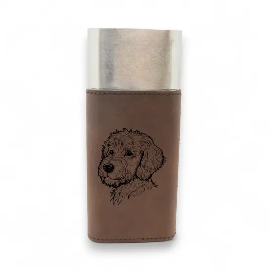 Cigar Case with Cutter - Golden Doodle - Leather Black/Silver {2}