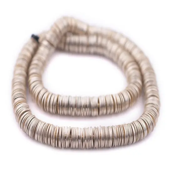 The Bead Chest Silver Flat Disk Heishi Beads (8mm), 15" Strand, Handmade for Jewelry Making & Crafts | Approximately 800 Beads {3}