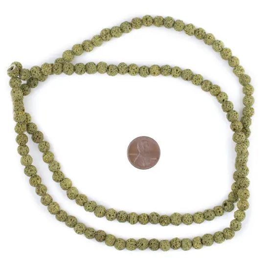 The Bead Chest Lime Green Volcanic Lava Beads (6mm) {2}