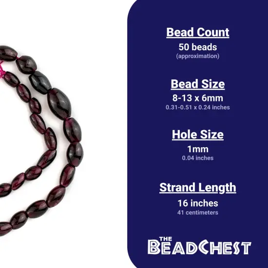 The Bead Chest Oval Garnet Beads (10x6mm) {4}