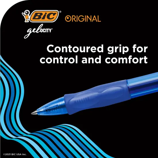 BIC Gelocity Original Blue Gel Pens, Medium Point (0.7mm), 12-Count Pack, Retractable Gel Pens with Comfortable Grip {5}