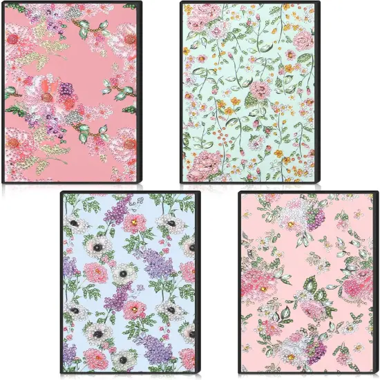 4 Pcs Diamond Painting Notebook for Adults, Diamond Art Journal DIY Art Kits Sets A5 Leather Painting Sketchbook Back to School Supplies Gifts for Adults Beginners(Spring Floral) {1}