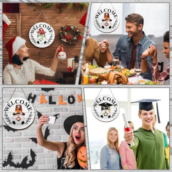 Gnome Diamond Art Decoration Holiday Spring Easter Interchangeable Gnome Seasonal Welcome Sign DIY Hanging Front Door Decor with Magnet Detachable Hat and Hand {5}