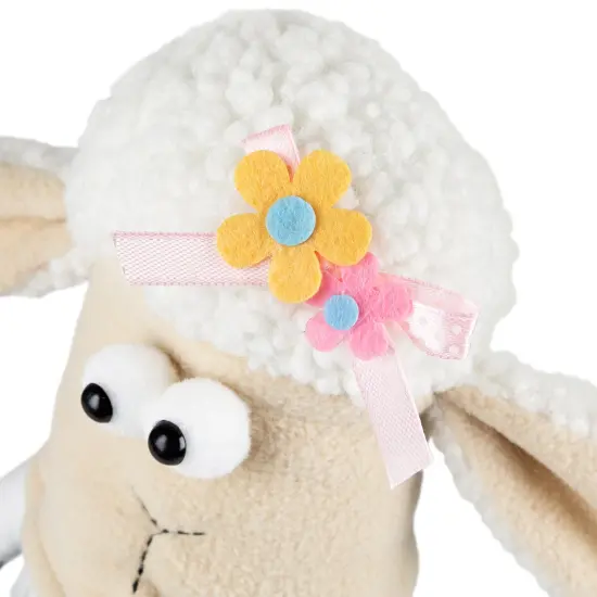 Northlight Plush Springtime Floral Sheep Gnome Easter Decoration - 9" - Gray and White {6}