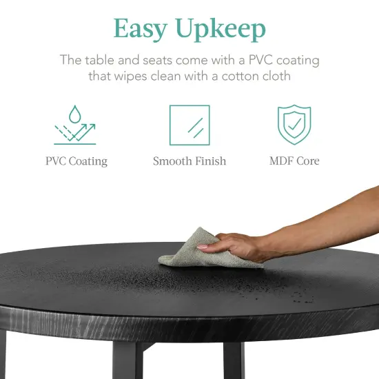 Best Choice Products 5-Piece Modern Round Counter Height Dining Set w/ 4 Chairs, 1.5in Thick Table Black {6}