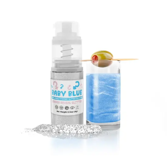 Brew Glitter &ndash; Baby Blue Gender Reveal Color Changing Edible Drink Glitter (4g, Mini Spray Pump) for Clear Cocktails and Beverages {1}