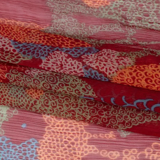 1 Yard MultiColor Crinkled Silk Chiffon 45" Wide Sheer Silk Fabric for Pleated Skirts & Blouses {3}