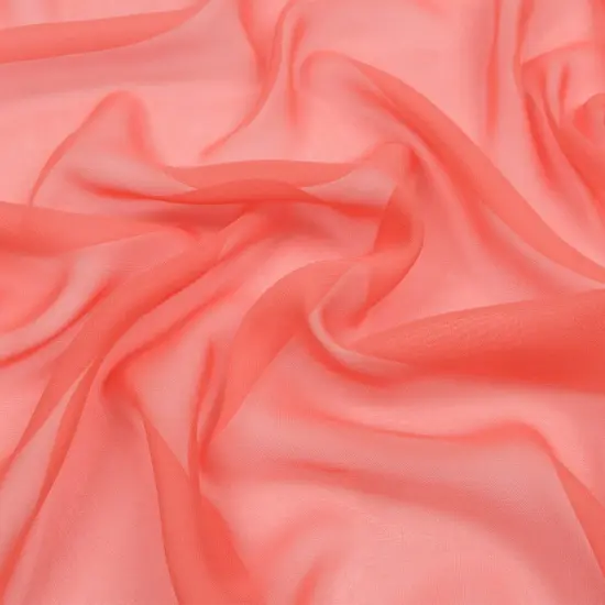 1 Yard Lightweight Silk Chiffon Fabric 44" Wide Coral for Ruffles & Draping {1}