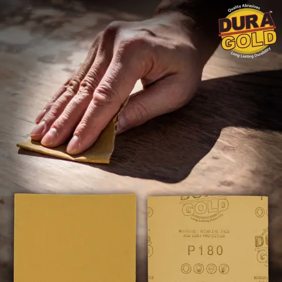 180 Grit Gold - 1/4 Sheet Plain Backing Sandpaper 5.5" x 4.5" - For Palm Sanders - Box of 400 {6}