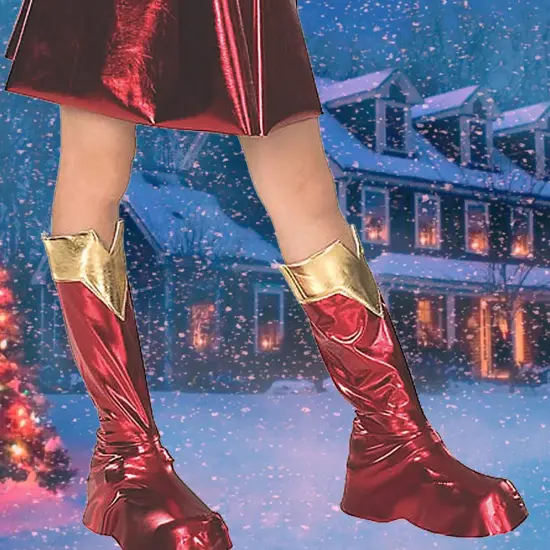 Girls Supergirl Costume Dress Cape Belt and Boot Tops {2}