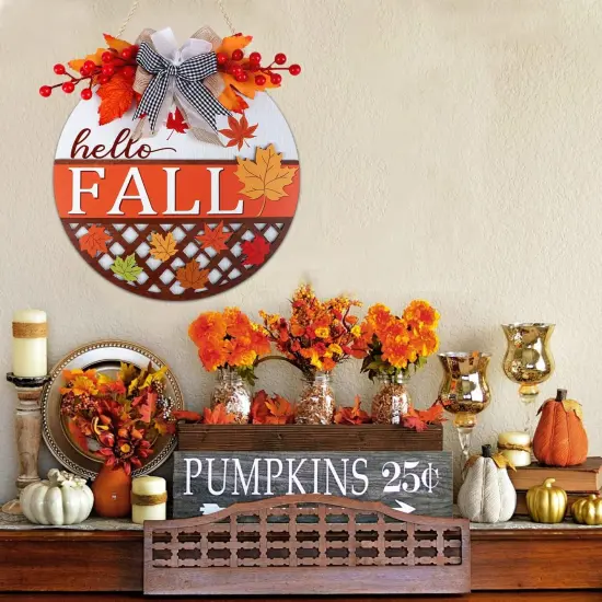 3D Hello Fall Welcome Wreath (Hello Fall Sign) {2}