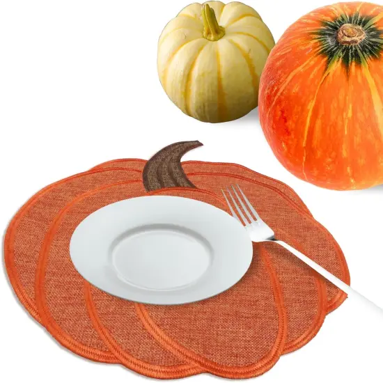 Thanksgiving Harvest Pumpkin Placemats 15 x 15 Inch(Rust) {3}