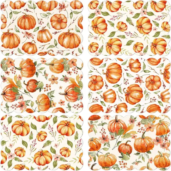 6 Pcs Fall Watercolor Placemats 12 x 17 Inches(Yellow) {1}