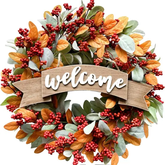 22 Inch Fall Berries Wreath for Front Door(Fall Berries Wreath) {1}