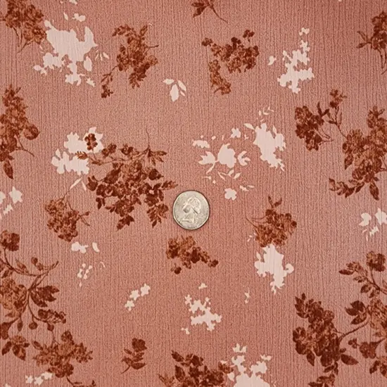 1 Yard Coral Pink Rayon Crepon Fabric Lightweight Crinkle Apparel Fabric 50/52" Wide {3}