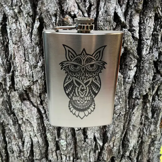 8oz Celtic Owl Stainless Steel Flask {3}