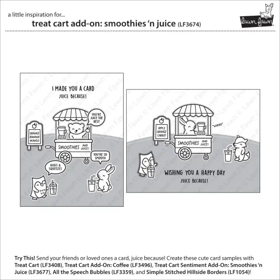 Lawn Fawn Clear Stamps-Treat Cart Smoothies 'n Juice Add-On {5}