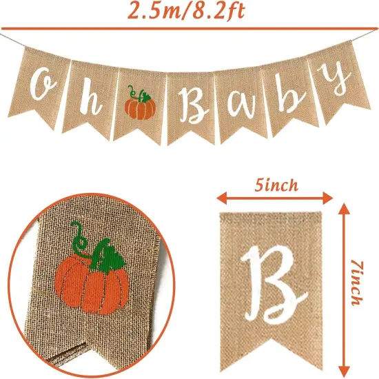Oh baby Pumpkin Burlap Banner Welcome Baby Fall Jute Bunting Garland {2}
