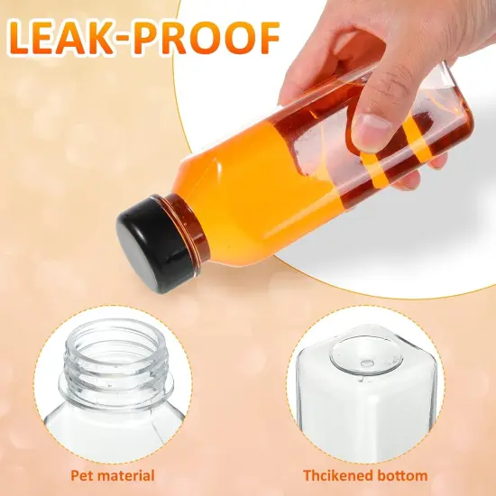 48 Pcs Plastic Juice Bottles Bulk with Caps - Black {2}