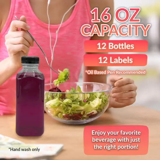 [12 Pack] [16 oz] Plastic Bottles with Caps {2}