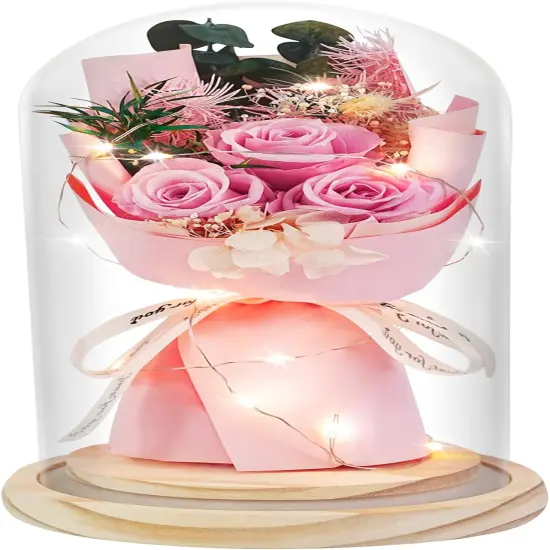 Preserved Rose Bouquet in Glass Dome {1}