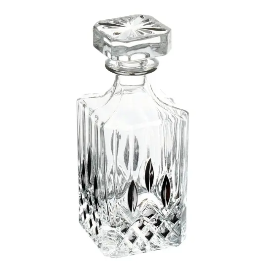 Ornate Designed Crystal Decanter with 6 Cups Set Silver {1}